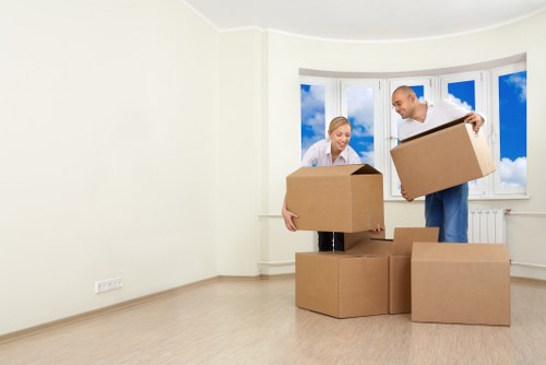 Packed boxes and furniture ready for local removals in Hounslow
