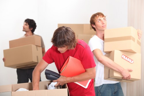 Assorted cardboard boxes and packing supplies for local relocation use