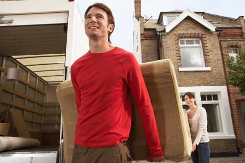 Professional movers planning access for a Hounslow property