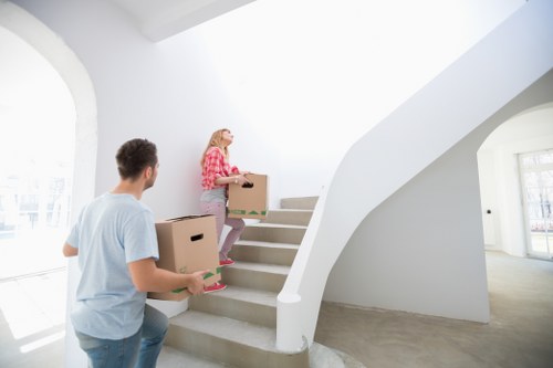 Household items being loaded into a moving van in Hounslow